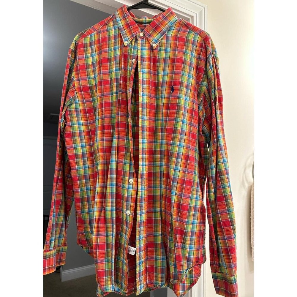 Polo Ralph Lauren mens plaid button down shirt, size L